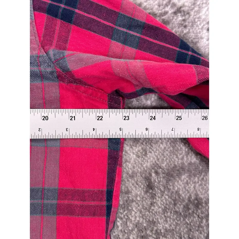 Vintage Wrangler Shirt 16.5 / XL Mens Brushpopper Pink Plaid Pearl Snap Made USA